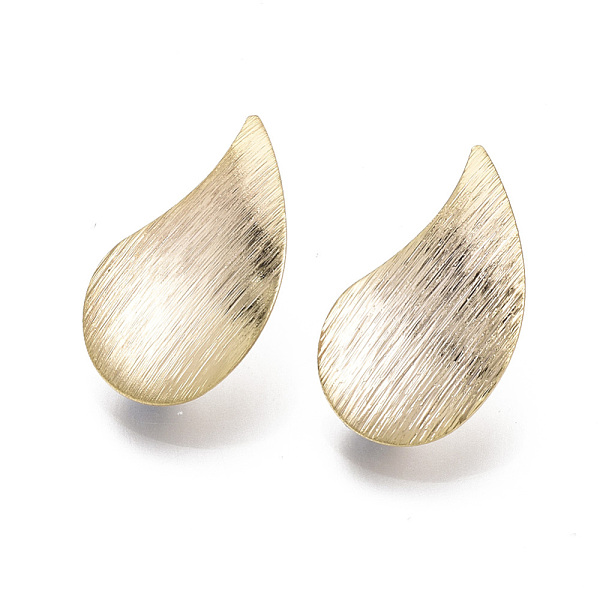 

PandaHall Brass Stud Earring Findings, with Loop, Nickel Free, Textured, Teardrop, Real 18K Gold Plated, 24x14mm, Hole: 2mm, Pin: 0.7mm...