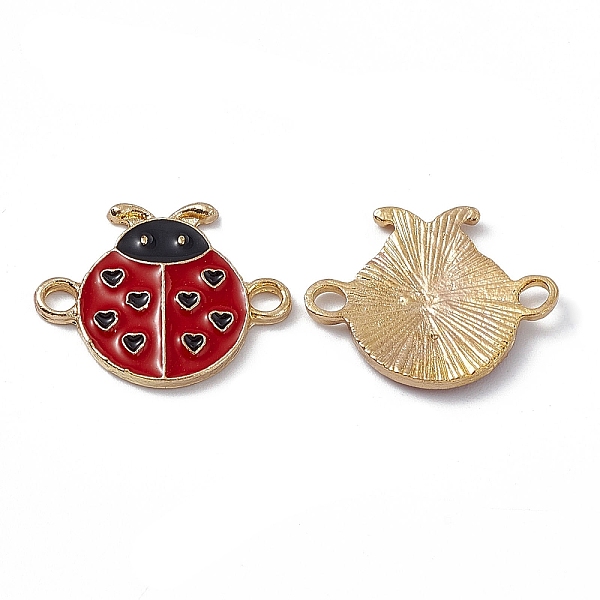 

PandaHall Alloy FireBrick Enamel Connector Charms, Ladybug Links with Heart, Golden, 15.5x19.5x2mm, Hole: 2mm Alloy+Enamel Ladybug Red