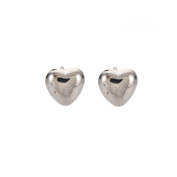 

PandaHall Heart Stud Earrings for Women, Cadmium Free & Lead Free, Silver, 7x7mm, Pin: 0.6mm Plastic Heart Silver