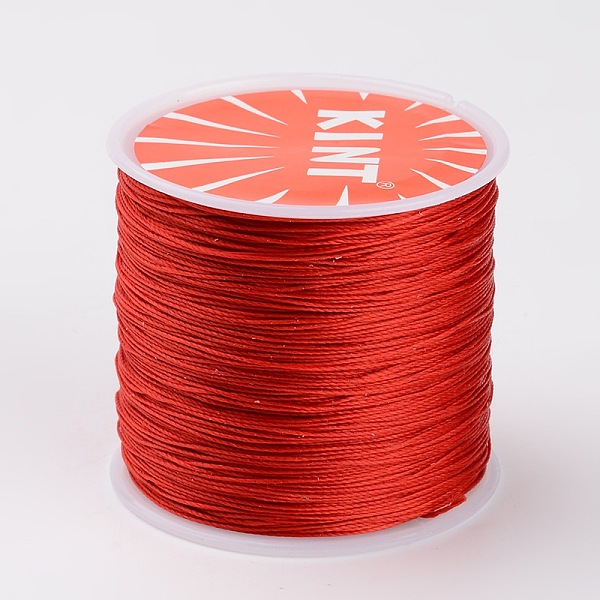 

PandaHall Round Waxed Polyester Cords, Dark Red, 0.6mm, about 76.55 yards(70m)/roll Waxed Polyester Cord Round Red