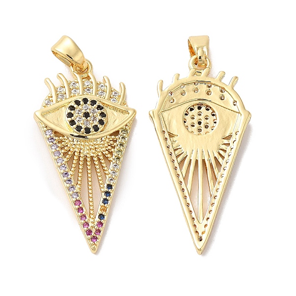 Brass Micro Pave Colorful Cubic Zirconia Pendants