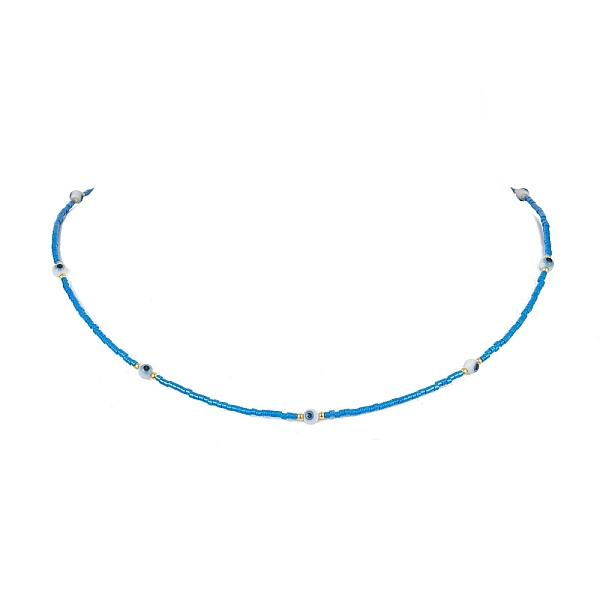 

PandaHall Lampwork Evil Eye & Glass Seed Beads Necklace with Real 18K Gold Plated 304 Stainless Steel Clasps, Royal Blue, 17.13 inch(43.5cm)...