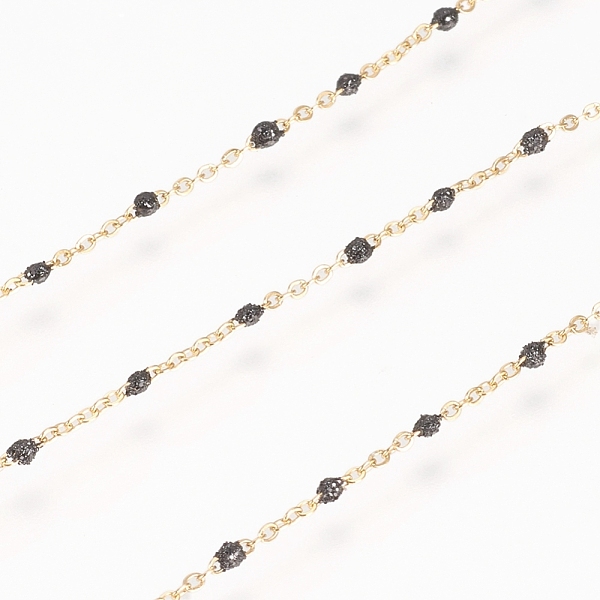 

PandaHall 304 Stainless Steel Handmade Beaded Chain, Cable Chains, with Enamel and Glitter Powder, Long-Lasting Plated, Soldered, with Spool..., Black