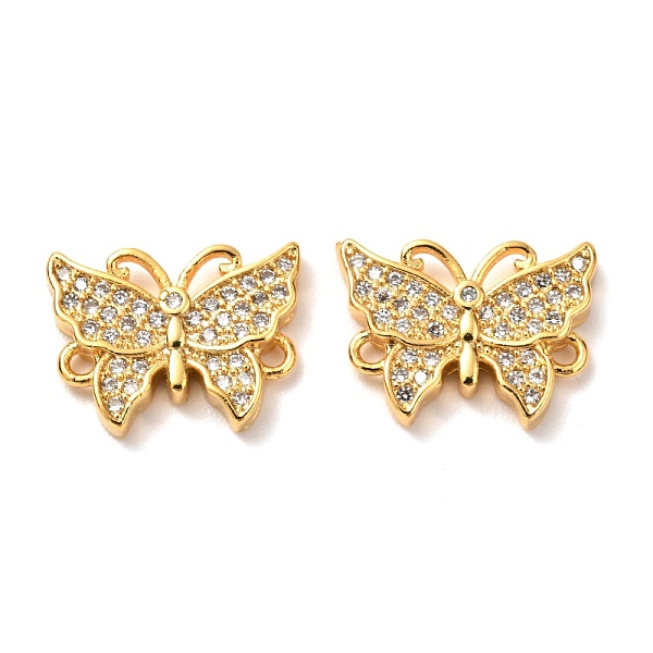 

PandaHall Brass Micro Pave Clear Cubic Zirconia Links Connectors, Long-Lasting Plated, Butterfly, Real 18K Gold Plated, 11.5x15x2.5mm, Hole...