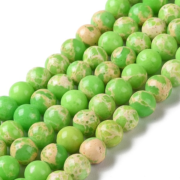 

PandaHall Synthetic Imperial Jasper Dyed Beads Strands, Round, Green Yellow, 6mm, Hole: 1.4mm, about 60~62pcs/strand, 14.72''~15.28''...
