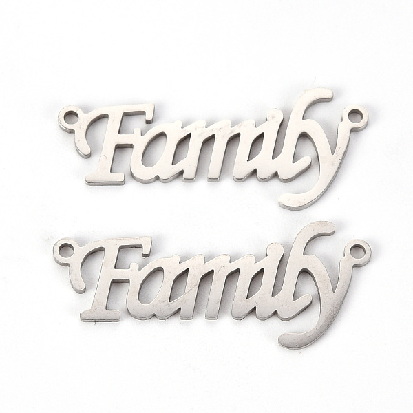 

PandaHall 201 Stainless Steel Link Connectors, Laser Cut, Word Family, Stainless Steel Color, 14x33x1mm, Hole: 1.4mm 201 Stainless Steel...