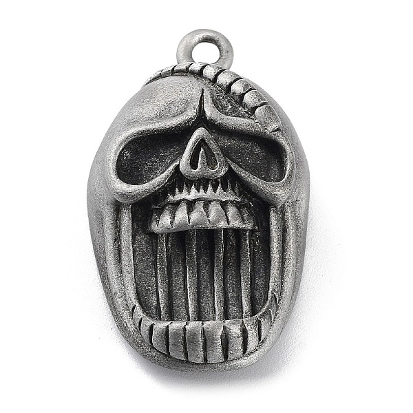 

PandaHall Tibetan Style Alloy Pendnat, Frosted, Skull, Antique Silver, 42x25x13mm, Hole: 3mm Alloy Skull
