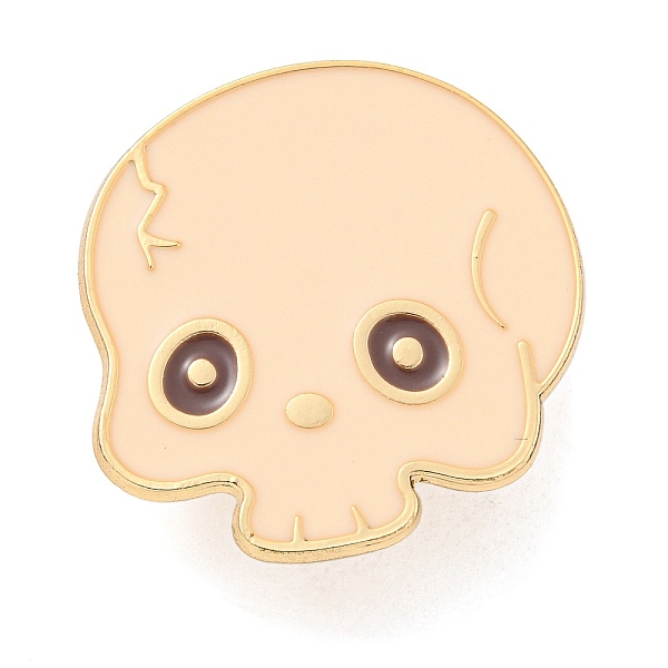 

PandaHall Halloween Theme Golden Alloy Brooches, Enamel Pins, Skull, 28x27x1.5mm Alloy+Enamel Skull