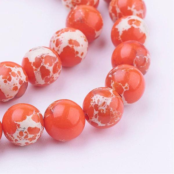 

PandaHall Synthetic Imperial Jasper Beads Strands, Dyed, Round, 8mm, Hole: 1mm, about 50pcs/strand, 15.35 inch(39cm) Imperial Jasper Round..., Orange