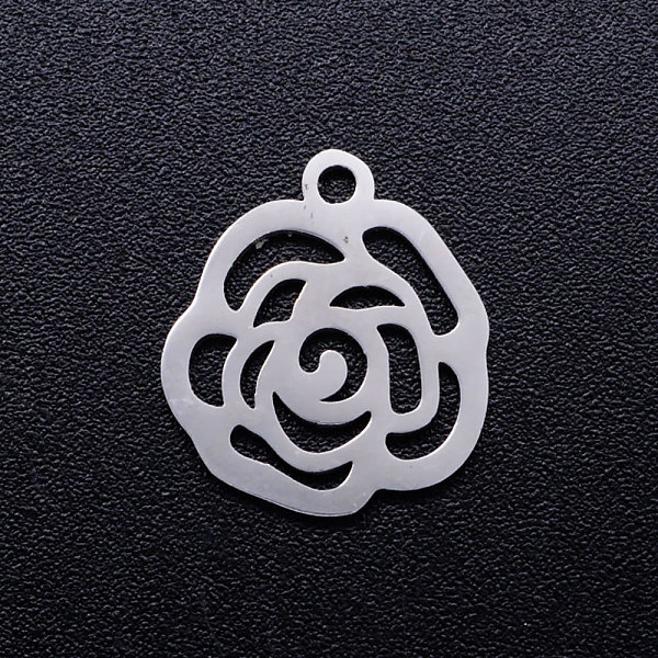 

PandaHall 201 Stainless Steel Hollow Charms, Flower, Stainless Steel Color, 14x13x1mm, Hole: 1.4mm 201 Stainless Steel Flower