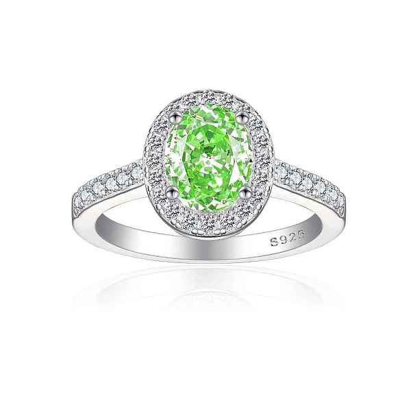 

PandaHall 925 Sterling Silver Micro Pave Cubic Zirconia Plain Band Rings, Real Platinum Plated, Oval, Green Yellow, Inner Diameter: 17mm...