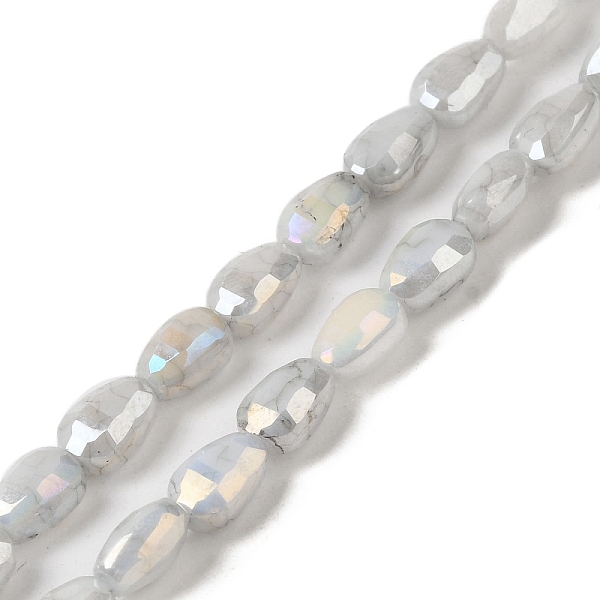 

PandaHall Electroplate Glass Beads Strands, Rainbow Plated, Faceted, Teardrop, Gainsboro, 6.5x4.5x3.5mm, Hole: 1mm, about 70pcs/strand..., Gray