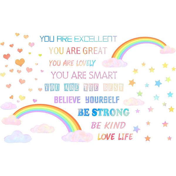 

PandaHall PVC Wall Stickers, with Inspirational Phrase, Rectangle, for Home Living Room Bedroom Decoration, Rainbow Pattern, 400x1160mm...