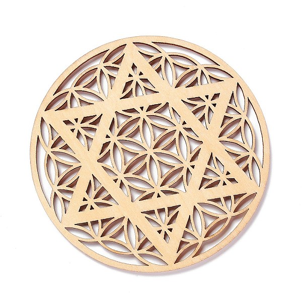 

PandaHall Basswood Carved Round Cup Mats, Chakra Flower Of Life Coaster Heat Resistant Pot Mats, for Home Kitchen, Star Pattern, 100x3mm...