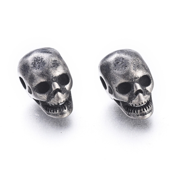 

PandaHall Halloween 304 Stainless Steel Beads, Skull Head, Antique Silver, 12x7x9.5mm, Hole: 2mm 304 Stainless Steel Skull