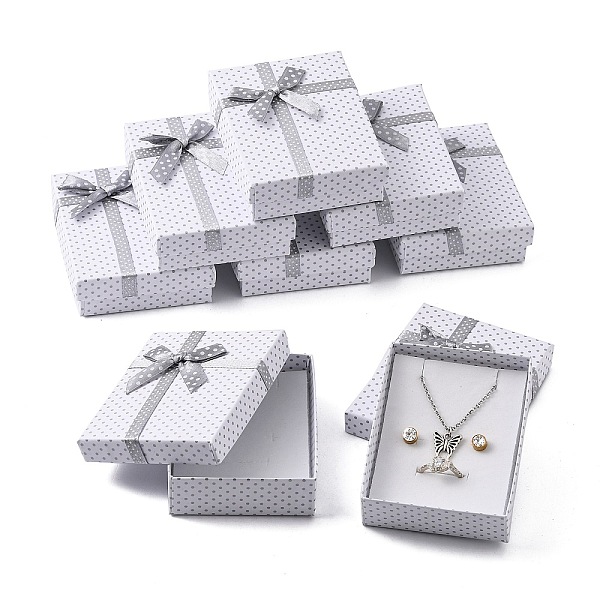 

PandaHall Cardboard Jewelry Set Boxes, with Bowknot Outside and Sponge Inside, for Necklaces and Pendants, Rectangle, White, 90x70x30mm...