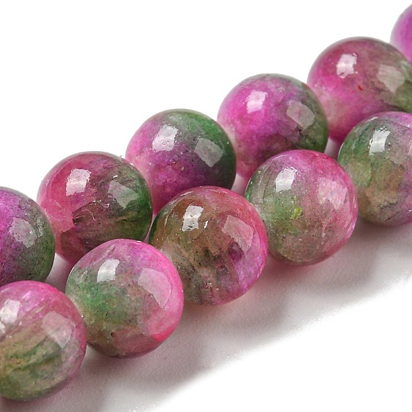 

PandaHall Dyed Natural White Jade Beads Strands, Round, Camellia, 6~6.5mm, Hole: 1mm, about 66pcs/strand, 15.75 inch(40cm) White Jade Round..., Pink