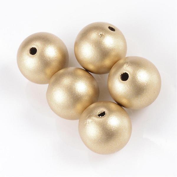 

PandaHall Matte Style Spray Painted Acrylic Beads, Round, Gold, 6mm, Hole: 1.5mm, about 4430pcs/500g Acrylic Round Gold