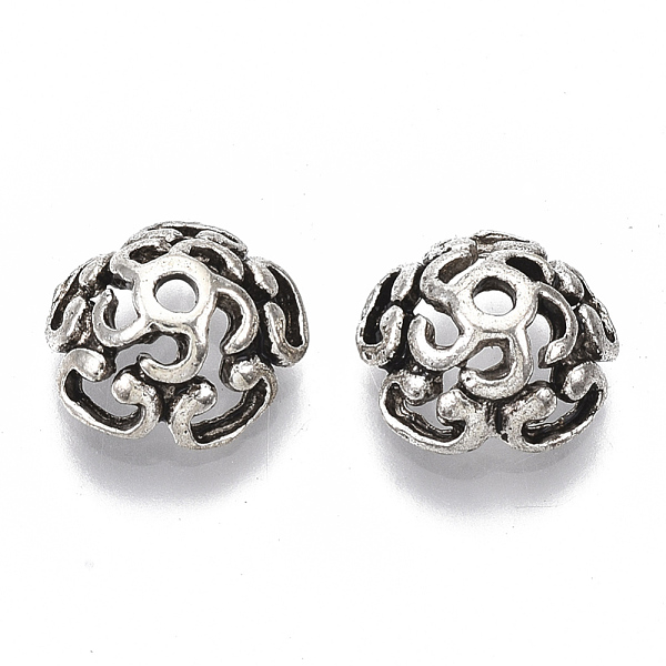 

PandaHall Tibetan Style Alloy Bead Caps, 5-Petal, Cadmium Free & Lead Free, Antique Silver, 10x4mm, Hole: 1.5mm, Inner Diameter: 8mm, about...