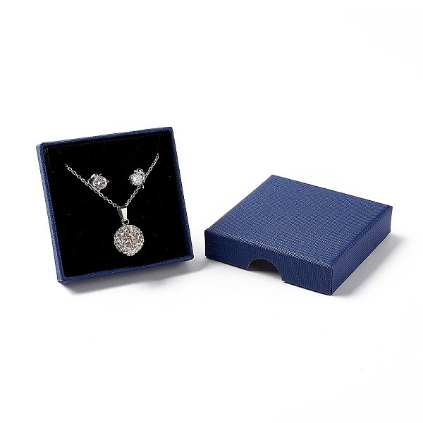 

PandaHall Paper with Sponge Mat Necklace Boxes, Square, Dark Blue, 7x7x1.65cm, Inner Diameter: 6.3x6.3x1cm Paper Square