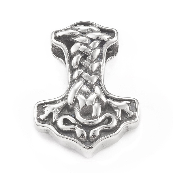 

PandaHall 304 Stainless Steel Pendants, Thor's Hammer Charm, Antique Silver, 39x29x13mm, Hole: 7.5mm 304 Stainless Steel Others
