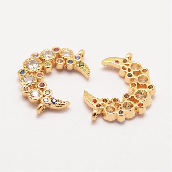 

PandaHall Brass Micro Pave Grade AAA Cubic Zirconia Links, Long-Lasting Plated, Moon, Cadmium Free & Nickel Free & Lead Free, Real 18K Gold...