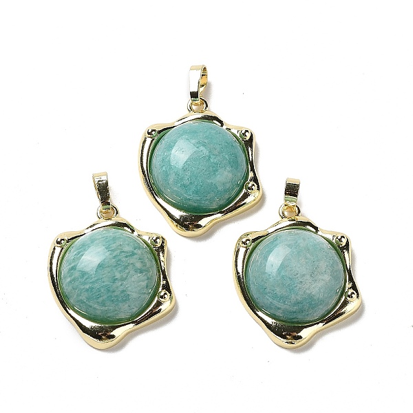 

PandaHall Natural Amazonite Pendants, Rack Plating Golden Plated Brass Nuggets Charms, Cadmium Free & Lead Free, 23.5x19x6.5mm, Hole...