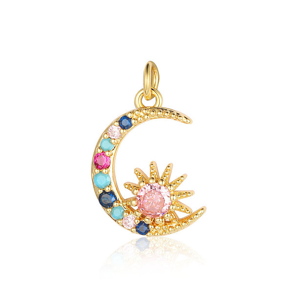 

PandaHall Brass Micro Pave Colorful Cubic Zirconia Pendants, Moon Charms, Real 18K Gold Plated, 21x16x3.6mm Brass+Cubic Zirconia Moon