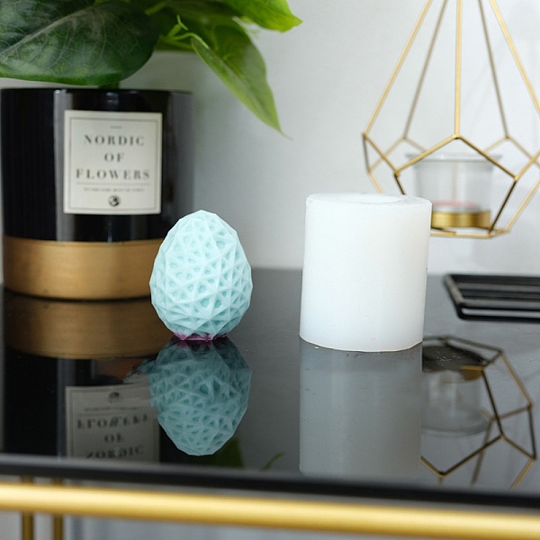 PandaHall DIY Easter Egg Candle Food Grade Silicone Molds, for Scented Candle Making, Triangle Pattern, 6.2x7cm Silicone Triangle White