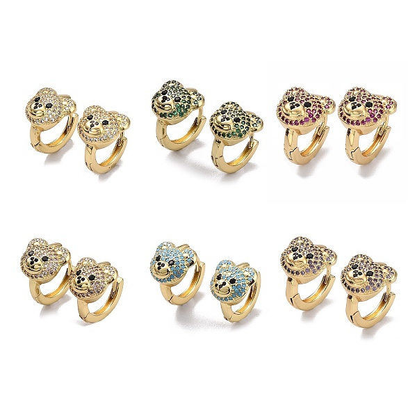 

PandaHall Bear Rack Plating Brass Cubic Zirconia Hoop Earrings for Women, Long-Lasting Plated, Lead Free & Cadmium Free, Real 18K Gold..., Multicolor