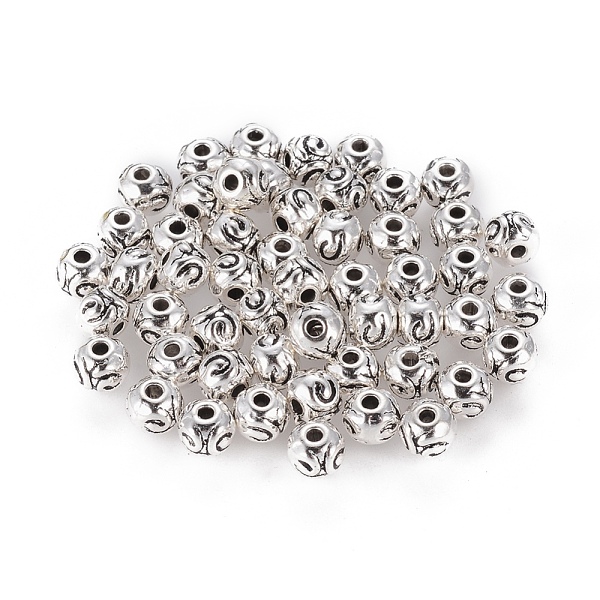

PandaHall Tibetan Style Alloy Beads, Round, Lead Free & Cadmium Free, Antique Silver, 5.5x4.5mm, Hole: 1mm Alloy Round