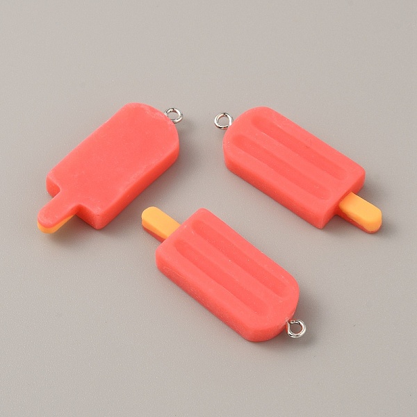 

PandaHall Opaque Resin Pendants, with Platinum Tone Iron Loops, Ice Cream Charms, Tomato, 41.5x14.5x6mm, Hole: 2mm Iron+Resin Food Red