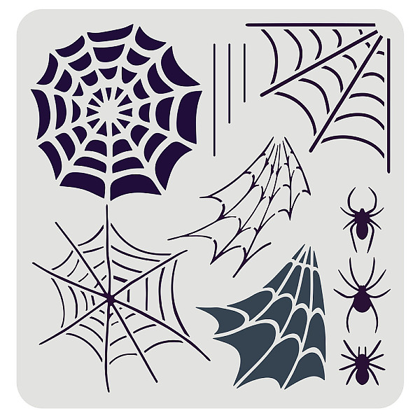 

PandaHall FINGERINSPIRE Spiderweb Stencil 30x30cm Reusable Spiderweb and Spider Stencil Spider Drawing Stencil Halloween Theme Stencil for..., White