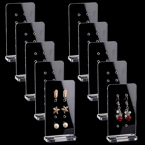 PandaHall PH 10 Pack Earring Holder, 100 Holes Ear Studs Jewelry Storage Display Rack Showcase Acrylic Earring Rack Holder Organizer for...
