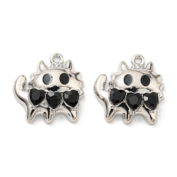

PandaHall Rack Plating Alloy Enamel with Rhinestone Pendants, Lead Free & Cadmium Free, Cat with Heart Charm, Platinum, 20x19.5x5mm, Hole...