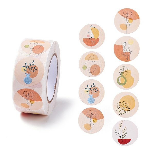 

PandaHall Cartoon Paper Stickers, Self Adhesive Roll Sticker Labels, for Envelopes, Bubble Mailers and Bags, Flat Round with Abstract..., Multicolor