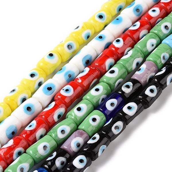 

PandaHall Handmade Evil Eye Lampwork Beads Strands, Column, Mixed Color, 15x10mm, Hole: 2mm, about 25pcs/strand, 14.76 inch(37.5cm) Lampwork..., Multicolor