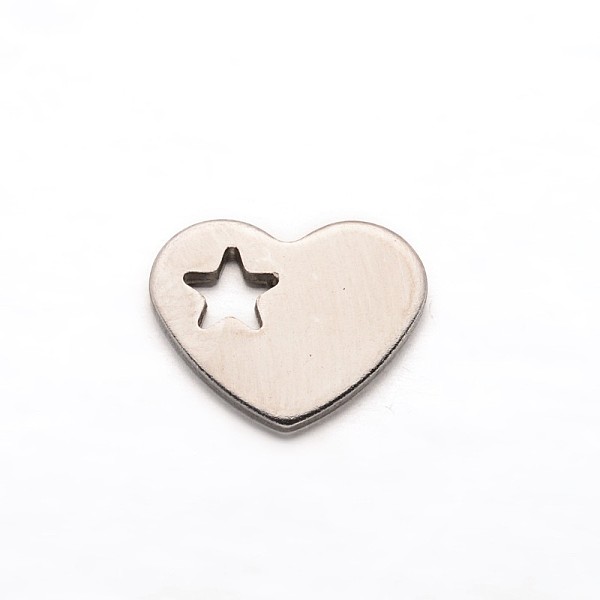 

PandaHall Heart with Star 304 Stainless Steel Charms, Stainless Steel Color, 12.5x10x1mm, Hole: 3mm 304 Stainless Steel Heart
