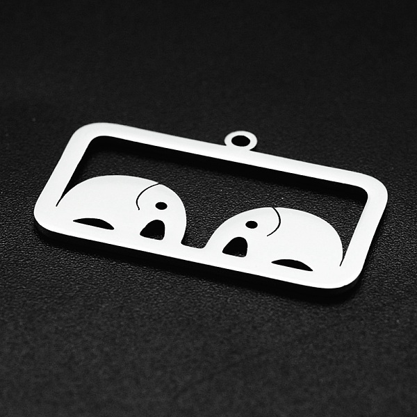 

PandaHall 201 Stainless Steel Pendants, Laser Cut, Hollow, Rectangle with Elephant, Stainless Steel Color, 18.5x30x1mm, Hole: 1.6mm 201...