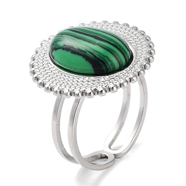 

PandaHall Ion Plating(IP) 304 Stainless Steel Ring, Adjustable Synthetic Malachite Rings, Sun, 20.5mm, Inner Diameter: Adjustable Malachite...