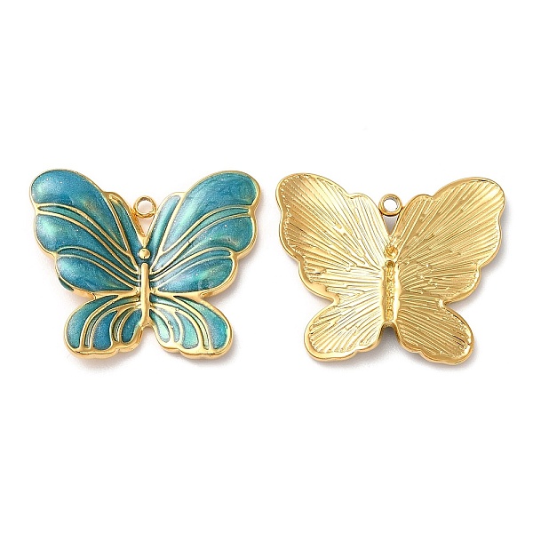 

PandaHall 304 Stainless Steel Enamel Pendants, Real 18K Gold Plated, Butterfly Charm, Light Sea Green, 20x24x3mm, Hole: 1.4mm Stainless...