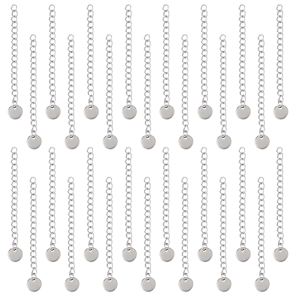 

PandaHall Unicraftale 50Pcs 304 Stainless Steel Curb Chain Extender, End Chains with 202 Stainless Steel Flat Round Chain Tabs, Stainless...