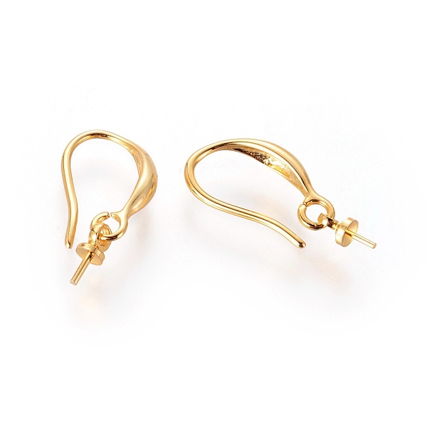 

PandaHall Brass Earring Hooks, for Half Drilled Beads, Golden, 20x2.7mm, 20 Gauge, Pin: 0.8mm, Bail: 6x2.7mm, 21 Gauge, Pin: 0.7mm Brass