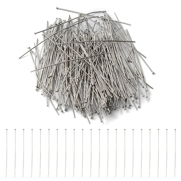 

PandaHall 304 Stainless Steel Flat Head Pins, Stainless Steel Color, 21 Gauge, 50x0.7mm, Head: 1.5mm 304 Stainless Steel