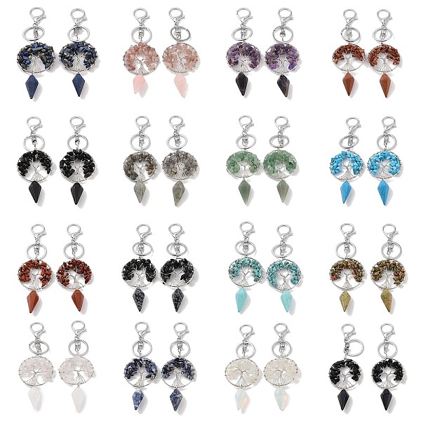 

PandaHall Natural & Synthetic Gemstone Keychain, with Platinum Brass & Iron Findings, Long-Lasting Plated, Lead Free & Cadmium Free, Flat...
