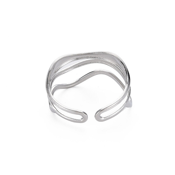 

PandaHall 304 Stainless Steel Wave Wire Wrap Open Cuff Ring for Women, Stainless Steel Color, US Size 9 1/2(19.3mm) 304 Stainless Steel