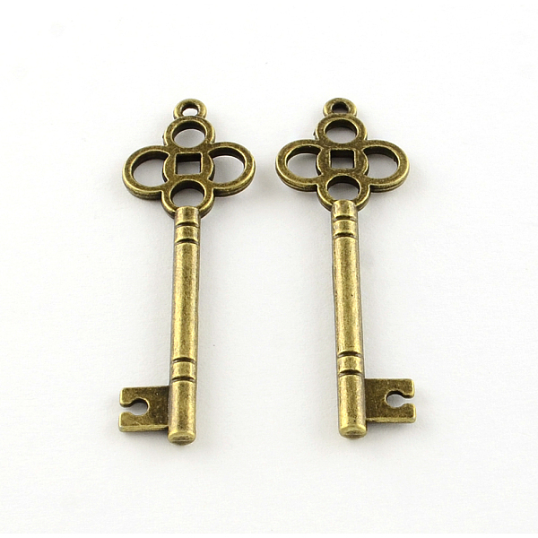 

PandaHall Tibetan Style Alloy Pendants, Flower Shaped Key, Cadmium Free & Lead Free, Antique Bronze, 47x15x2.5mm, Hole: 1.5mm, about...
