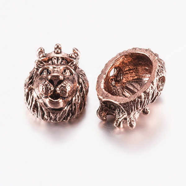 

PandaHall Tibetan Style Alloy Beads, Lion Head, Antique Rose Gold, 14.5x11.5x7~8mm, Hole: 1.5~2mm Alloy Lion