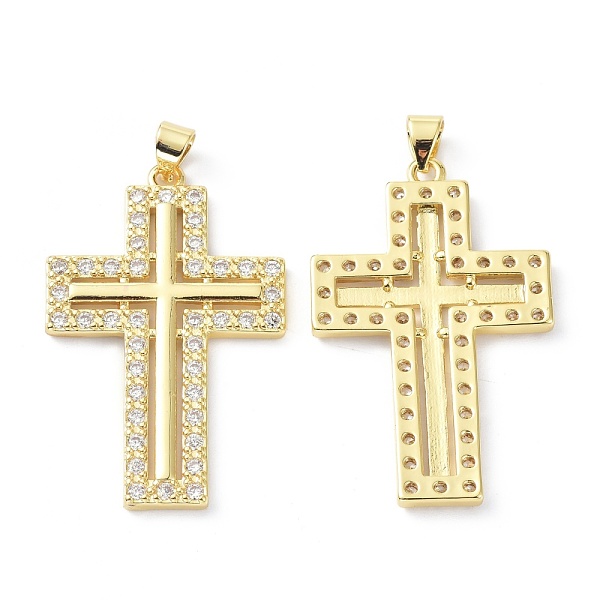 

PandaHall Brass Micro Pave Cubic Zirconia Pendant, Long-Lasting Plated, Lead Free & Cadmium Free, Cross, Real 18K Gold Plated..., Clear