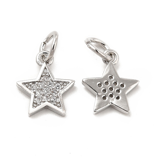 

PandaHall Brass Micro Pave Cubic Zirconia Charms, with Jump Ring, Star Charm, Platinum, 10x8.5x1.4mm, Hole: 2.5mm Brass+Cubic Zirconia Star..., Clear